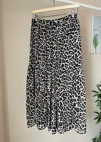 Kadın Zebra Desenli Pilili Uzun Etek - Görsel 2