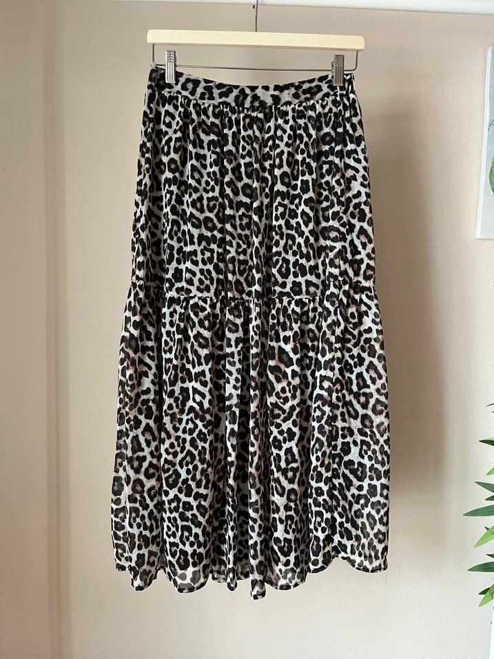 Kadın Zebra Desenli Pilili Uzun Etek - Görsel 3