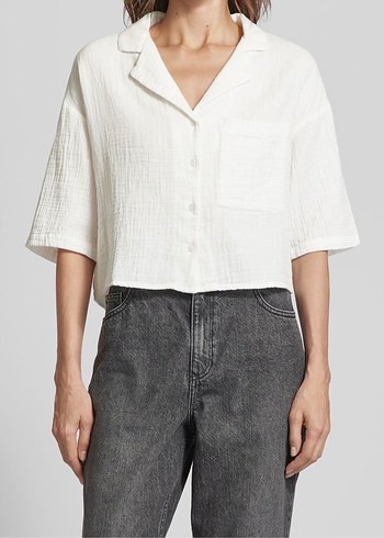 MANGO Pamuklu Keten Kadın Gömlek - Görsel 8