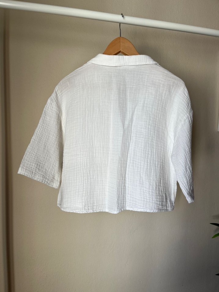 MANGO Pamuklu Keten Kadın Gömlek - Görsel 5