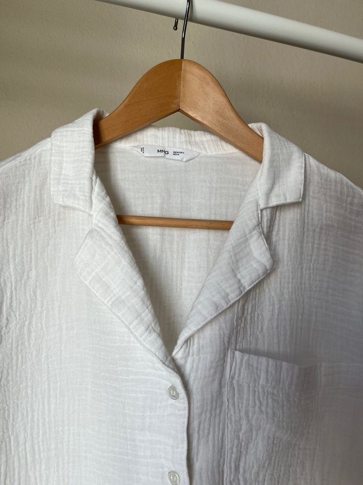 MANGO Pamuklu Keten Kadın Gömlek - Görsel 2