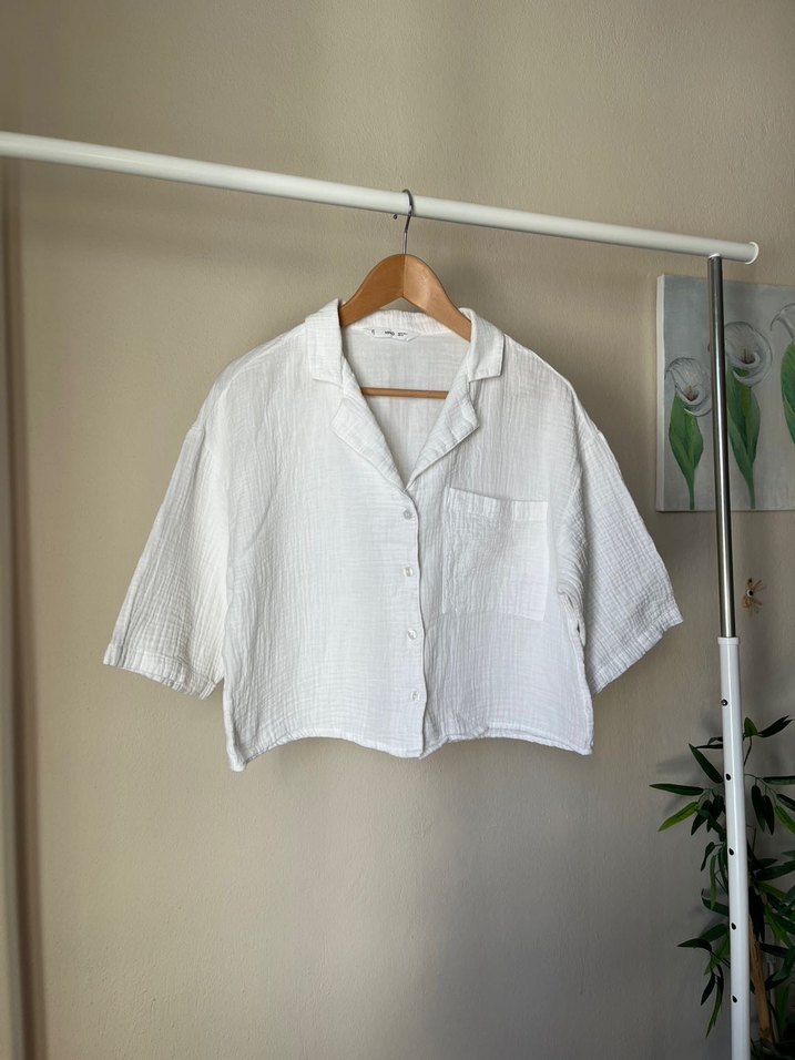 MANGO Pamuklu Keten Kadın Gömlek - Görsel 4