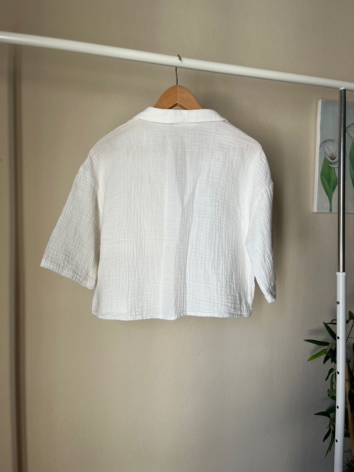 MANGO Pamuklu Keten Kadın Gömlek - Görsel 3