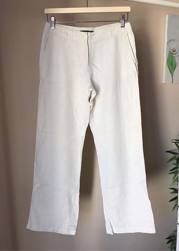 OS Bej Keten Kadın Pantolon - Görsel 3