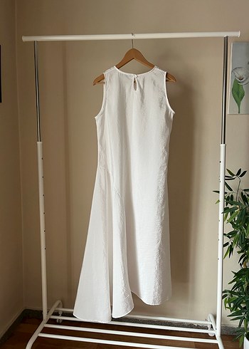 SuModa Beyaz Kolsuz Uzun Elbise - Görsel 6