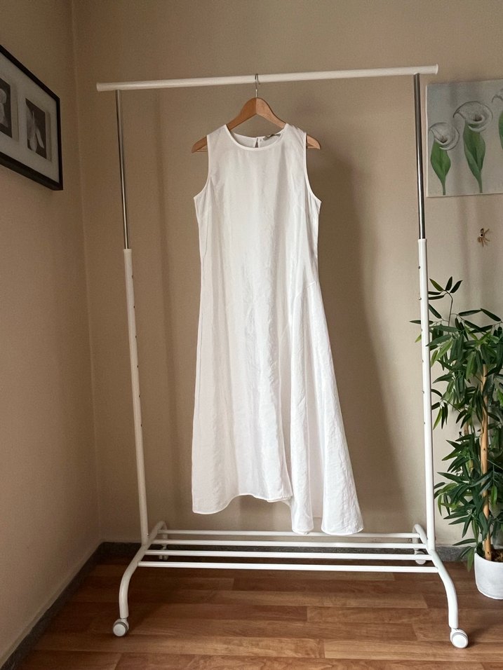 SuModa Beyaz Kolsuz Uzun Elbise - Görsel 2