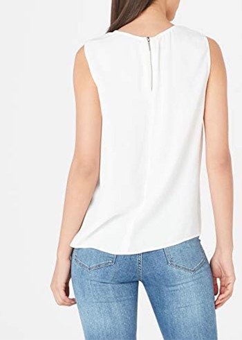 ADL Kemik Kolsuz Pliseli Keten Bluz - Görsel 7