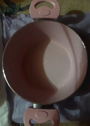 Yeni Ve Etiketli Pastel Pembe Tencere ve Tava Seti - Görsel 4