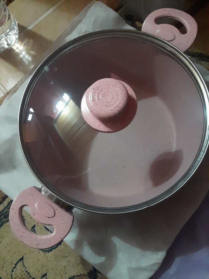 Yeni Ve Etiketli Pastel Pembe Tencere ve Tava Seti - Görsel 3