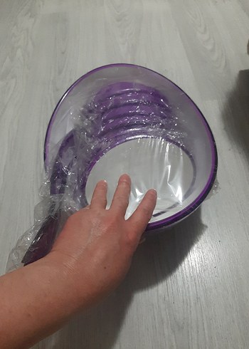 Yeni Ve Etiketli Mor Plastik Salata Servis Seti - Görsel 3