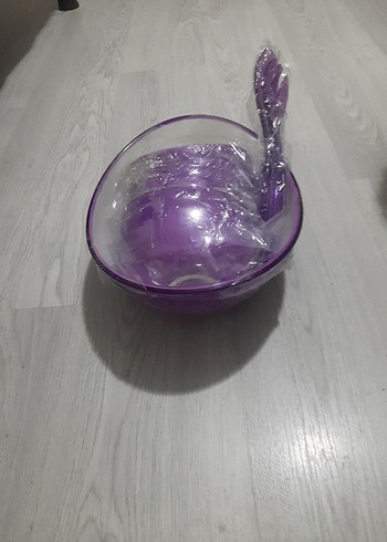 Yeni Ve Etiketli Mor Plastik Salata Servis Seti - Görsel 5