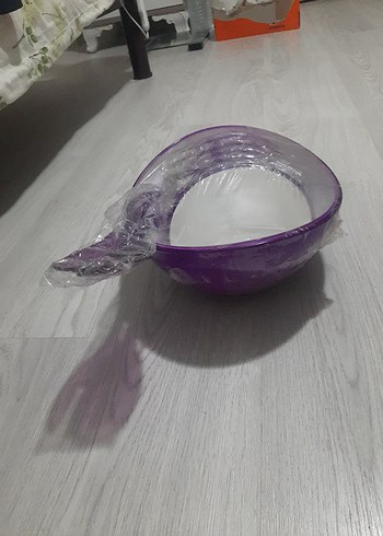 Yeni Ve Etiketli Mor Plastik Salata Servis Seti - Görsel 7