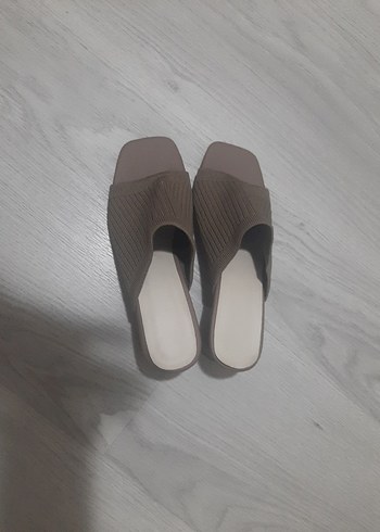 Kahverengi Kadın Topuklu Terlik No 37 Topuk Boyu 6 cm - Görsel 3