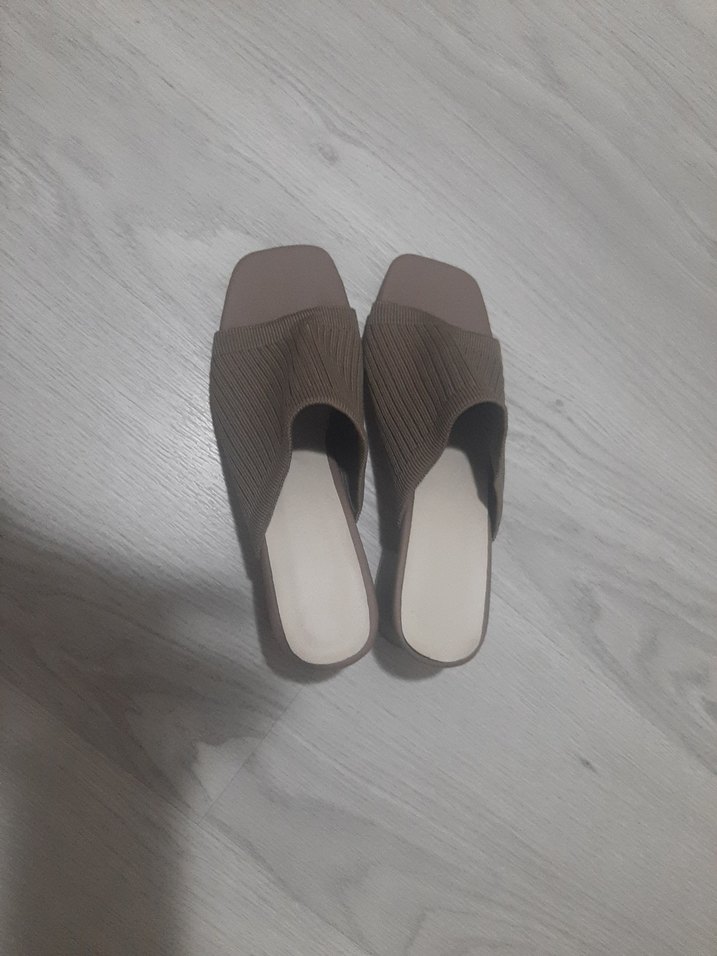 Kahverengi Kadın Topuklu Terlik No 37 Topuk Boyu 6 cm - Görsel 3