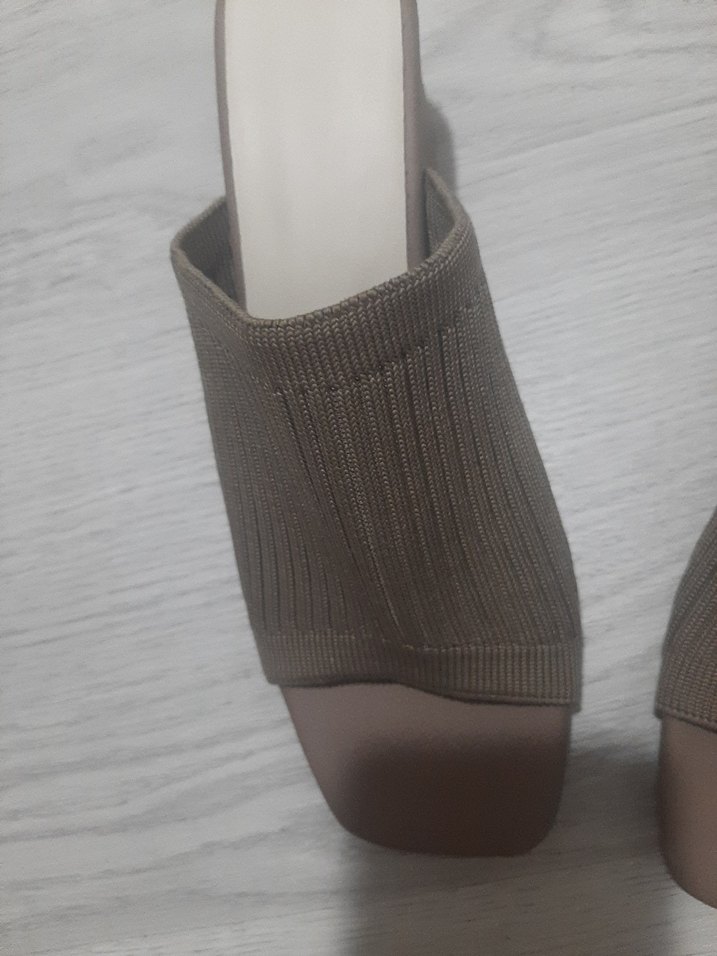 Kahverengi Kadın Topuklu Terlik No 37 Topuk Boyu 6 cm - Görsel 2