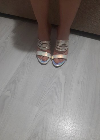 Işıltılı Çok Renkli Yılan Desenli Stiletto - Görsel 3