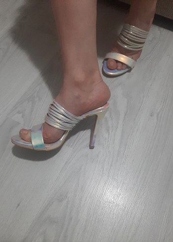 Işıltılı Çok Renkli Yılan Desenli Stiletto - Görsel 2