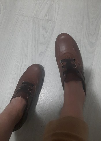 Polaris Kahverengi Deri Kadın Klasik Ayakkabı No 39 Topuk Boyu 5 - Görsel 2