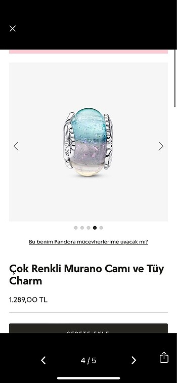  Beden beyaz Renk Cok renkli murano cami tuy charm