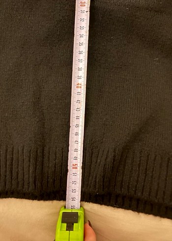 Siyah V Yaka Örgü Kadın Süveter - Görsel 2