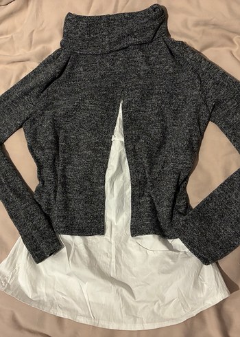 Gri Balıkçı Yaka Kadın Triko Kazak - Görsel 2