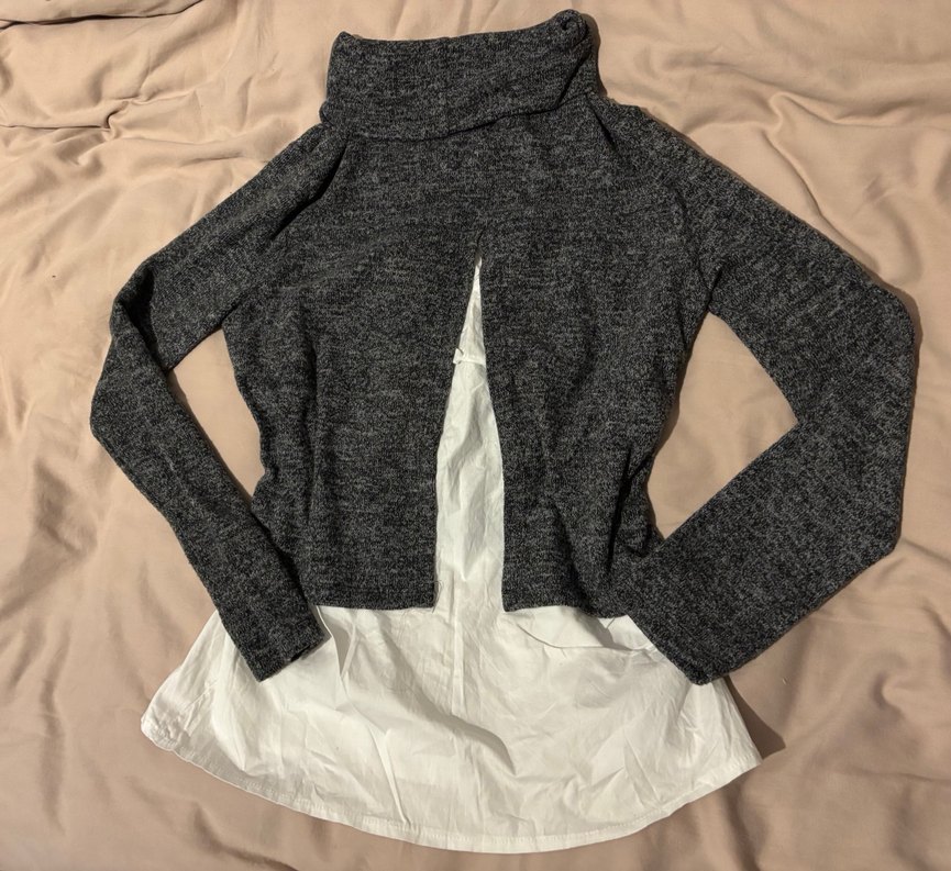 Gri Balıkçı Yaka Kadın Triko Kazak - Görsel 2