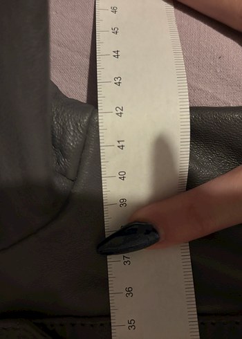 Vintage Gri Biker Deri Ceket - Görsel 3