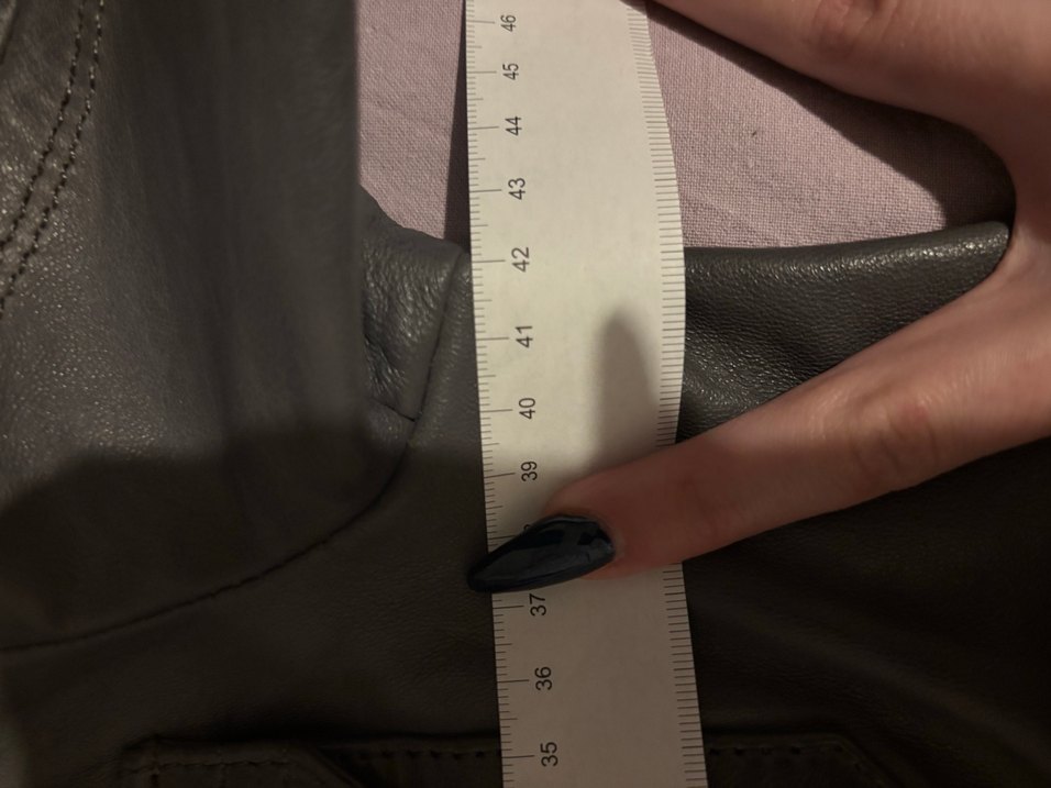 Vintage Gri Biker Deri Ceket - Görsel 3