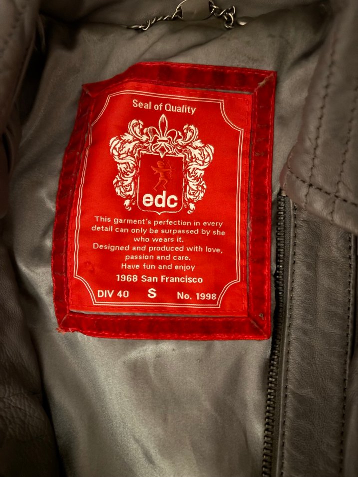 Vintage Gri Biker Deri Ceket - Görsel 2