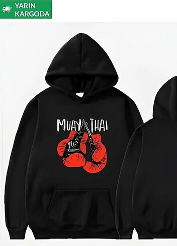 Muay Twai Baskılı Siyah Sweathirt
