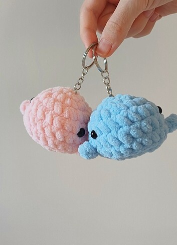 Beden çeşitli Renk Couple Whale Keychains