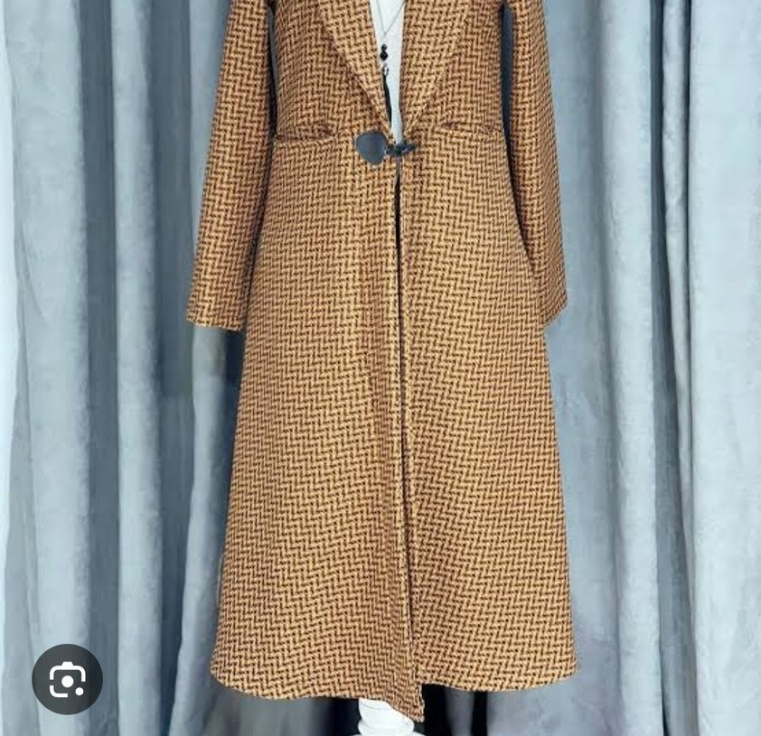 Düğmeli Uzun Kahverengi Kadın Kaban - Görsel 2