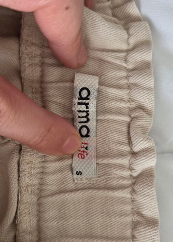 Bej Keten Rahat Kesim Kadın Pantolon - Görsel 7