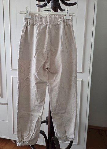 Bej Keten Rahat Kesim Kadın Pantolon - Görsel 4