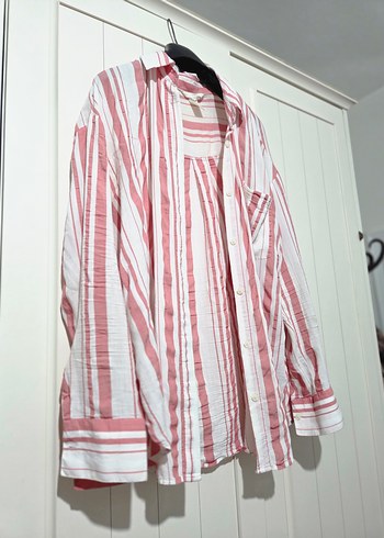 H&M Çizgili Pamuk Gömlek - Görsel 3