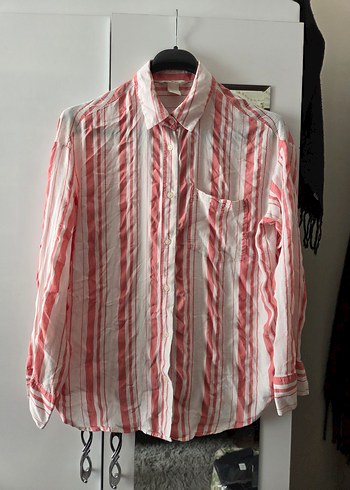 H&M Çizgili Pamuk Gömlek - Görsel 5