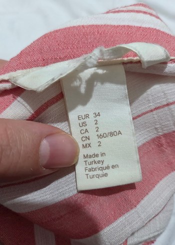 H&M Çizgili Pamuk Gömlek - Görsel 4
