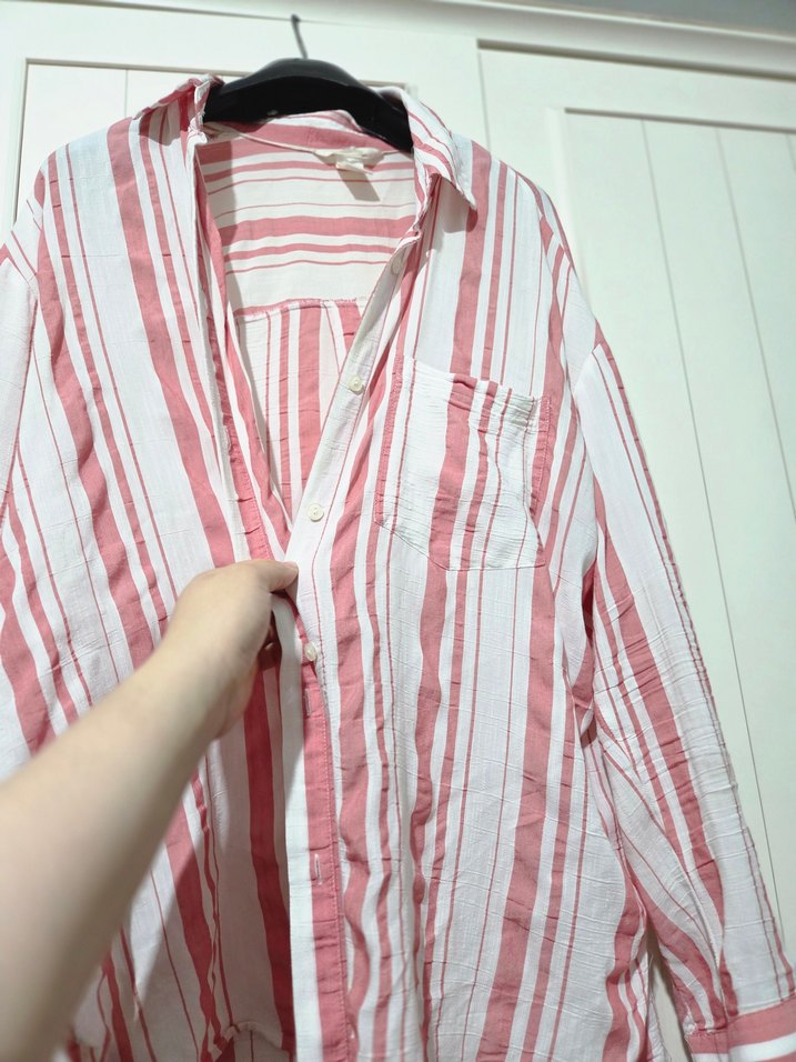 H&M Çizgili Pamuk Gömlek - Görsel 2