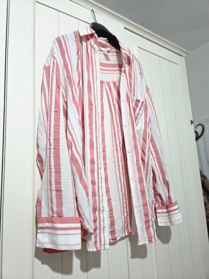 H&M Çizgili Pamuk Gömlek - Görsel 3