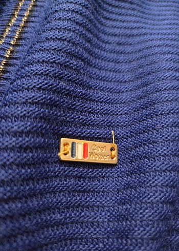 Uzun Kollu Mavi Kadın Hırka - Görsel 4