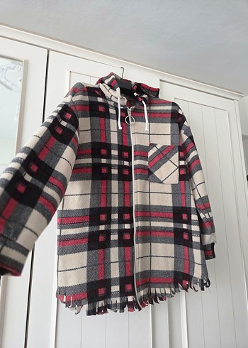 Kapüşonlu Ekose Desenli Ceket - Görsel 2