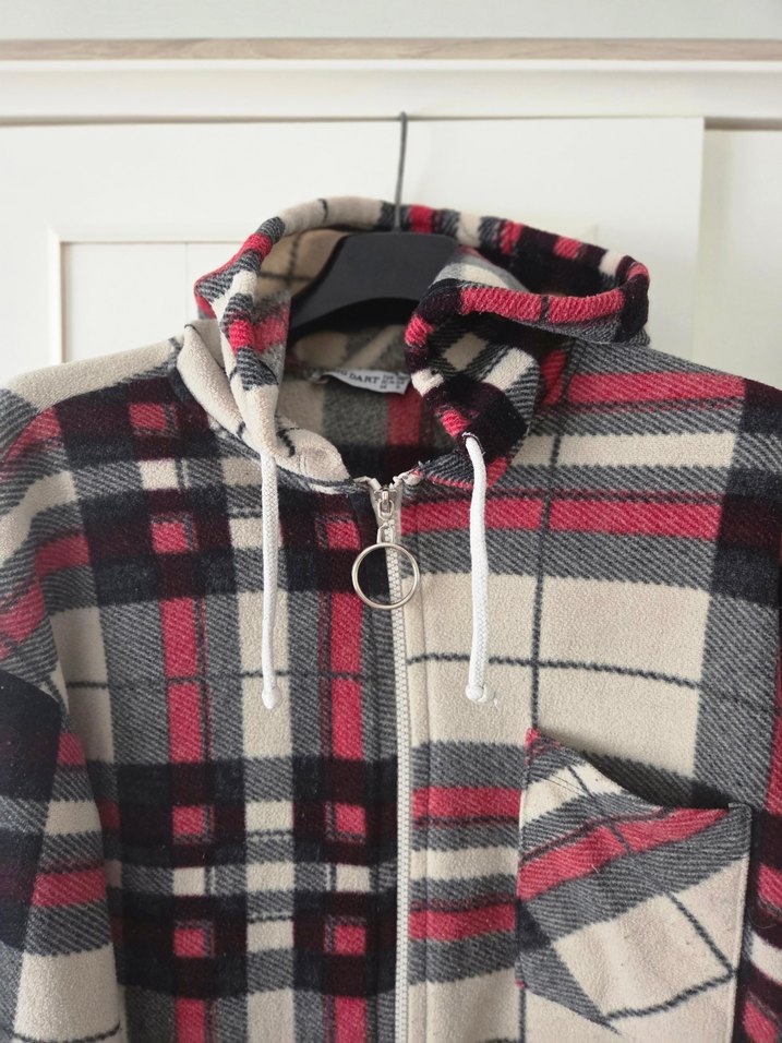 Kapüşonlu Ekose Desenli Ceket - Görsel 3