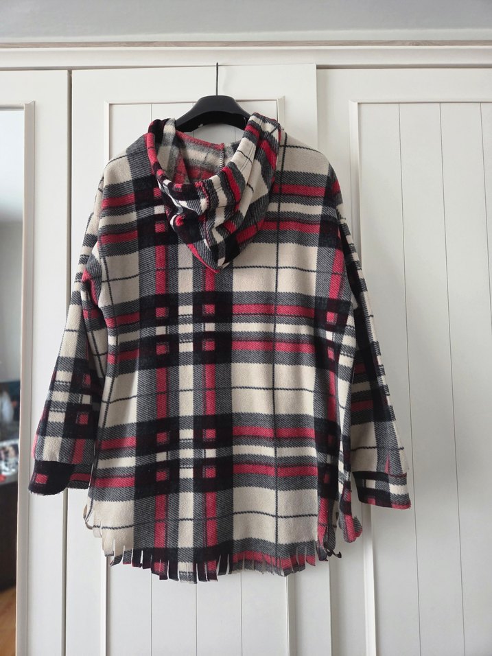 Kapüşonlu Ekose Desenli Ceket - Görsel 4