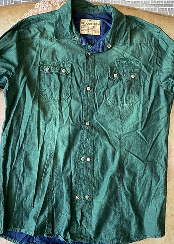 Düğmeli Yeşil Erkek Keten Gömlek - Görsel 2