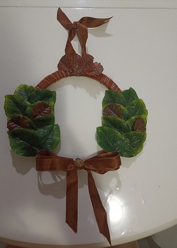 Kahverengi Kurdeleli Yapraklı Duvar Süsü - Görsel 2