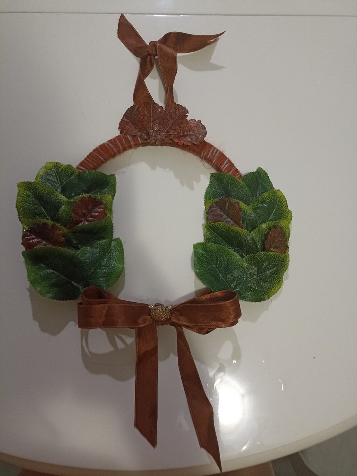 Kahverengi Kurdeleli Yapraklı Duvar Süsü - Görsel 2