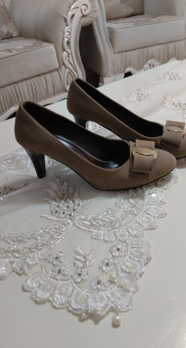 Bej Süet Tokalı Stiletto - Görsel 2