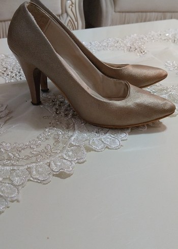 Bej kendinden  Desenli Stiletto - Görsel 5