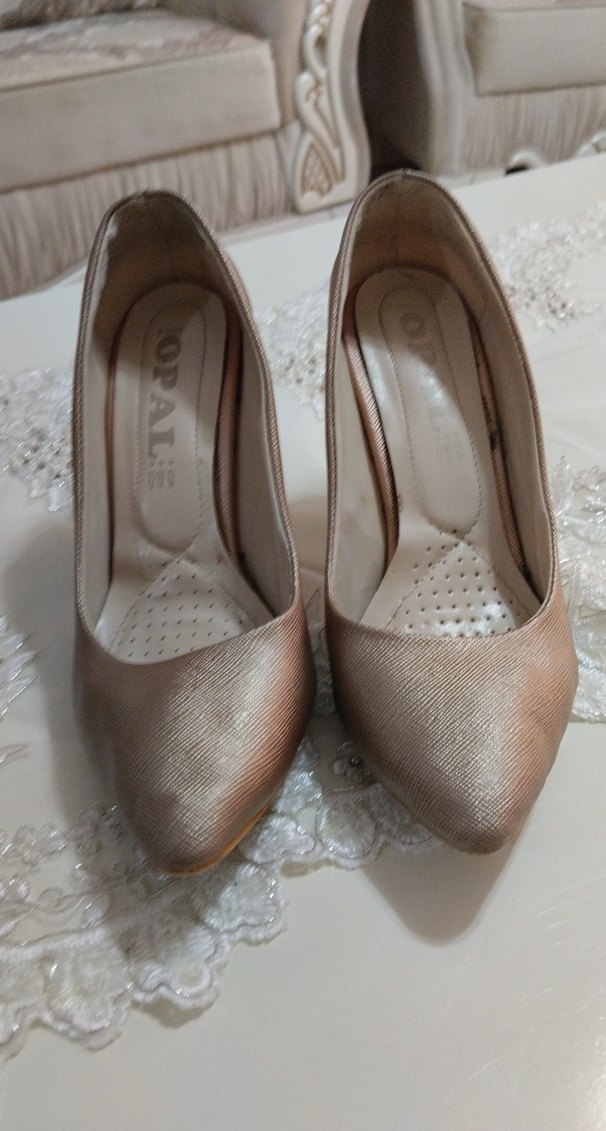 Bej kendinden  Desenli Stiletto - Görsel 4