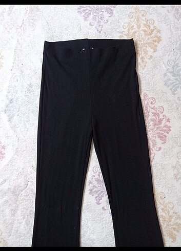 m Beden siyah Renk Fitilli çelik kumaş yandan yırtmaç detaylı pantalon